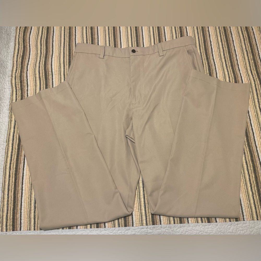 Callaway Men's 36x34 Khaki Beige Tan Flat Front Chinos Performance Golf Pants